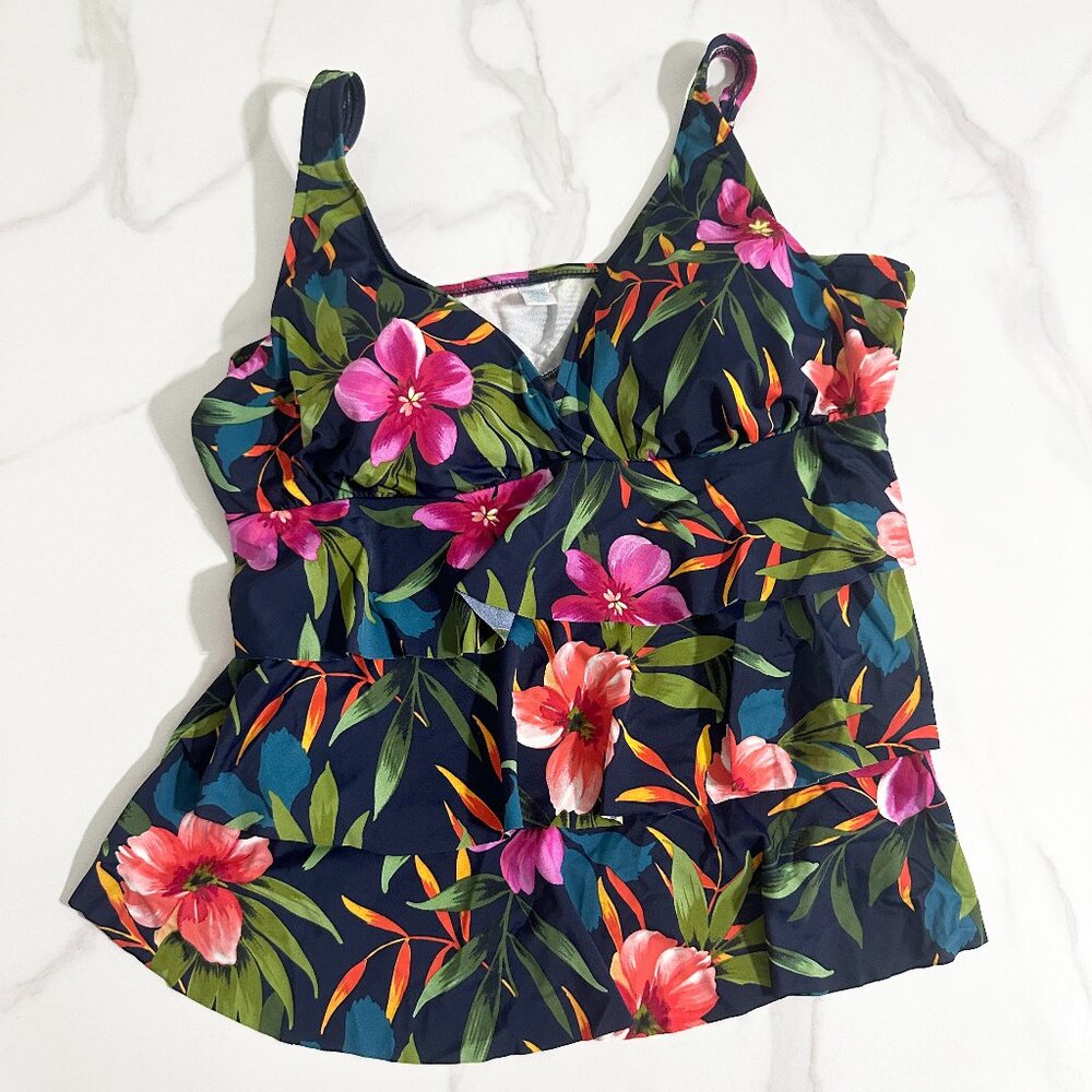 Tiered Tankini Swim Top - Tropical Pattern - Picture 2 of 5